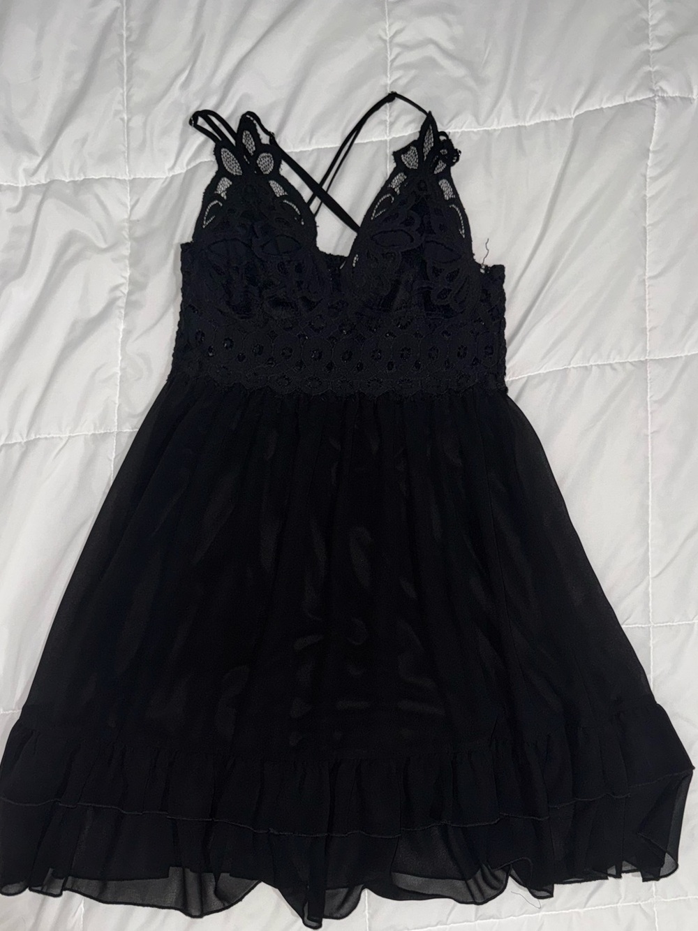 2/$30! Never worn! Love Tree Black Lace detail mini dress